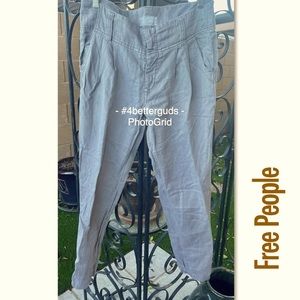 Free People Relaxed Fit Pleated Linen Blend Pants Size 6